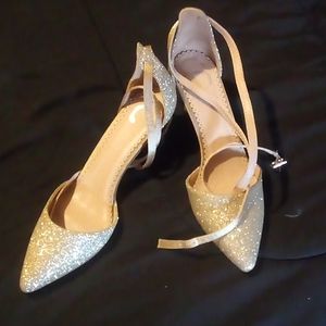 Sparkle gold wrap around the ankle shoe